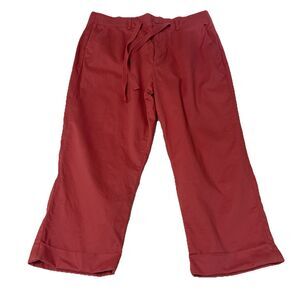 Joan Rivers Womens Pink Capri Pants Sz M Petite Zipper Button Drawstring Waist